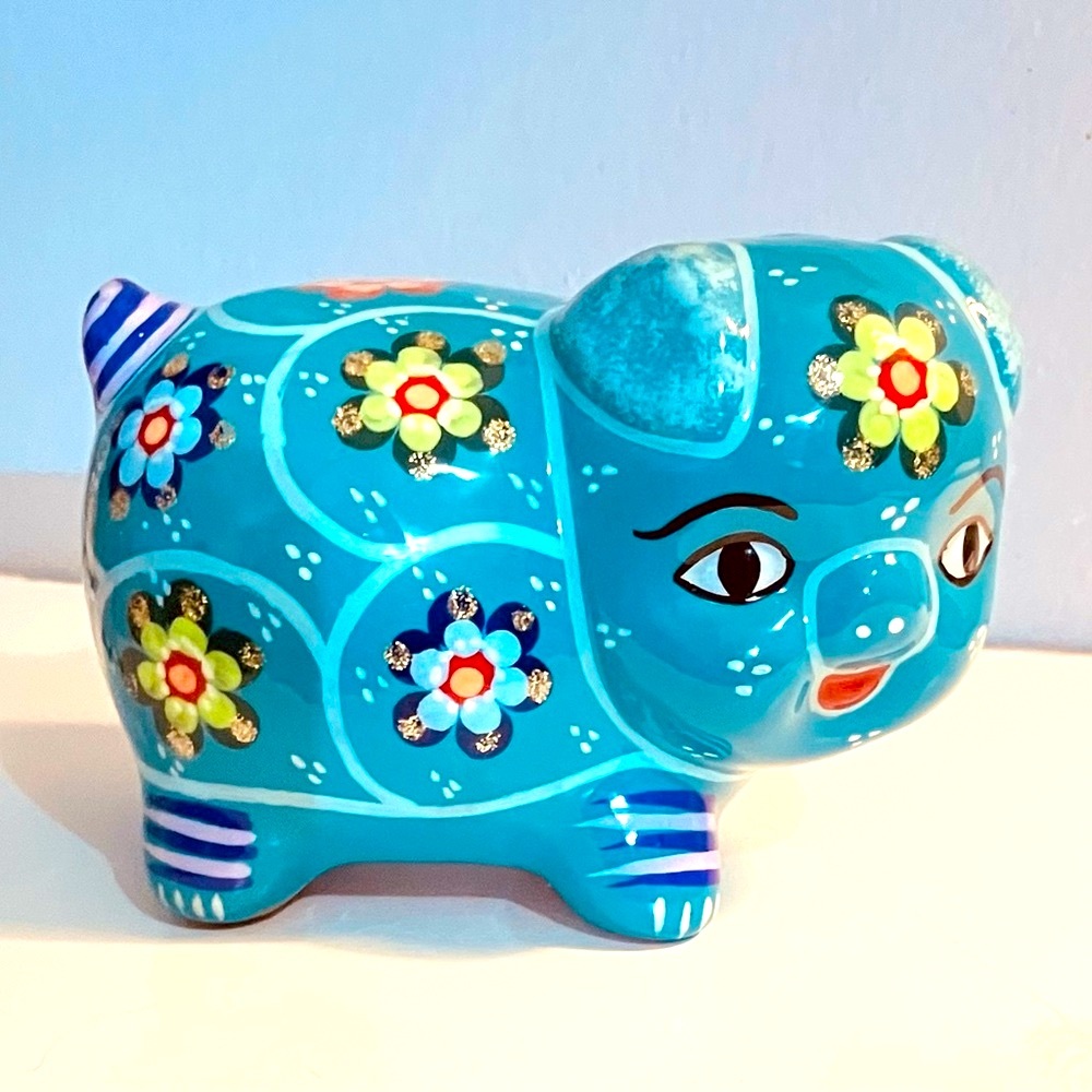 Handcrafted Talavera Mexican Art Pottery Piggy Bank